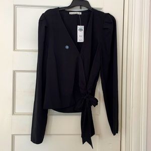 Abercrombie black wrap silk top